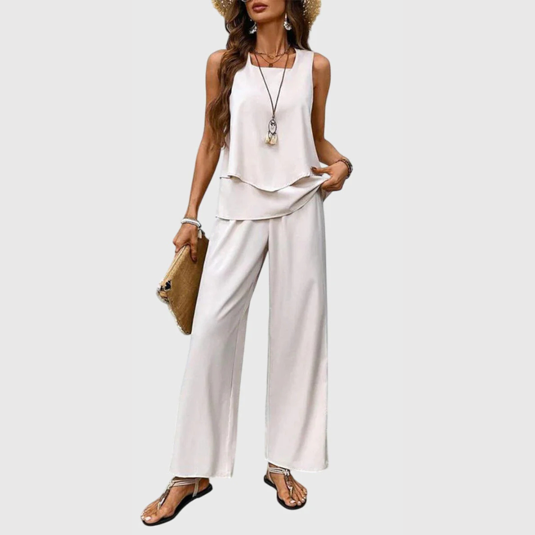 Damen Zweiteiler Hose Set Weite Bein