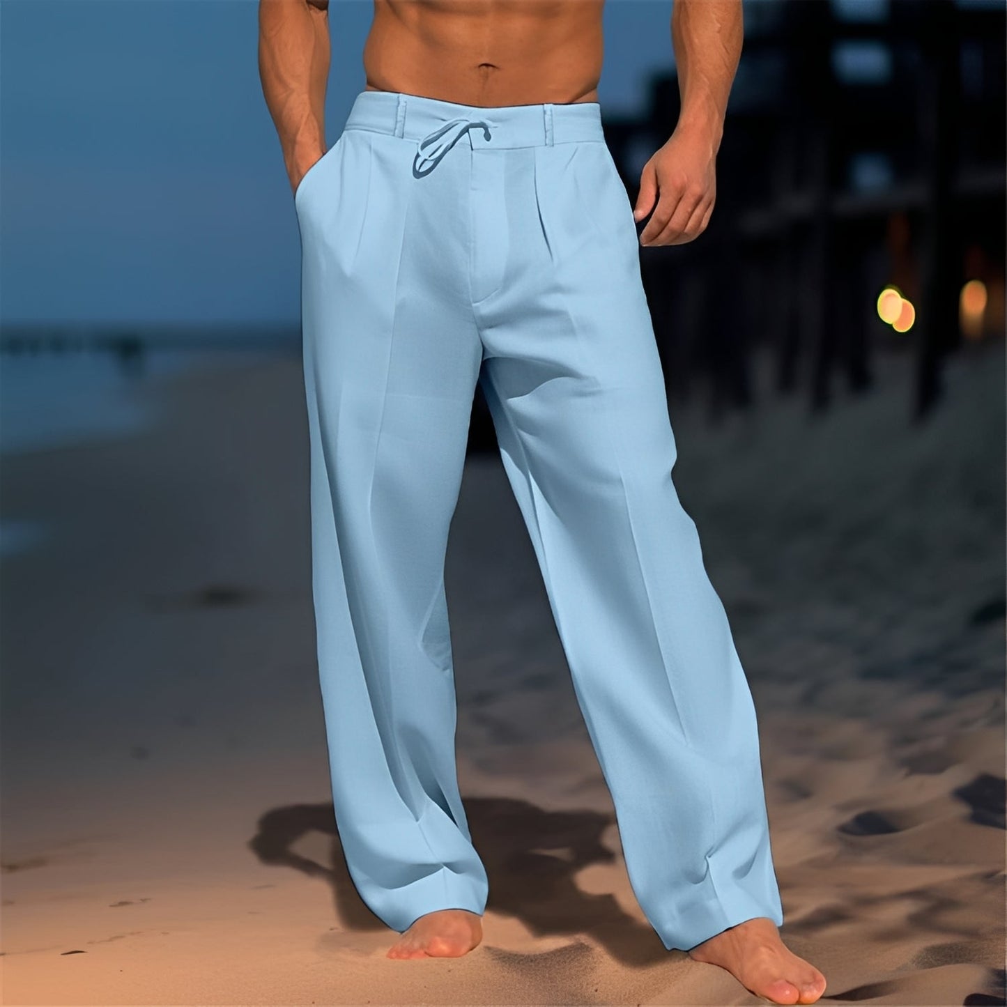 Herren Straight-Leg-Hose Bequem Weit