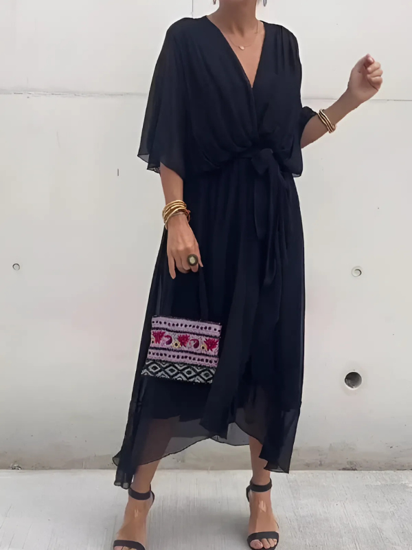 Seraphina Damen Midi Wickelkleid Zeitlos - Norvielle