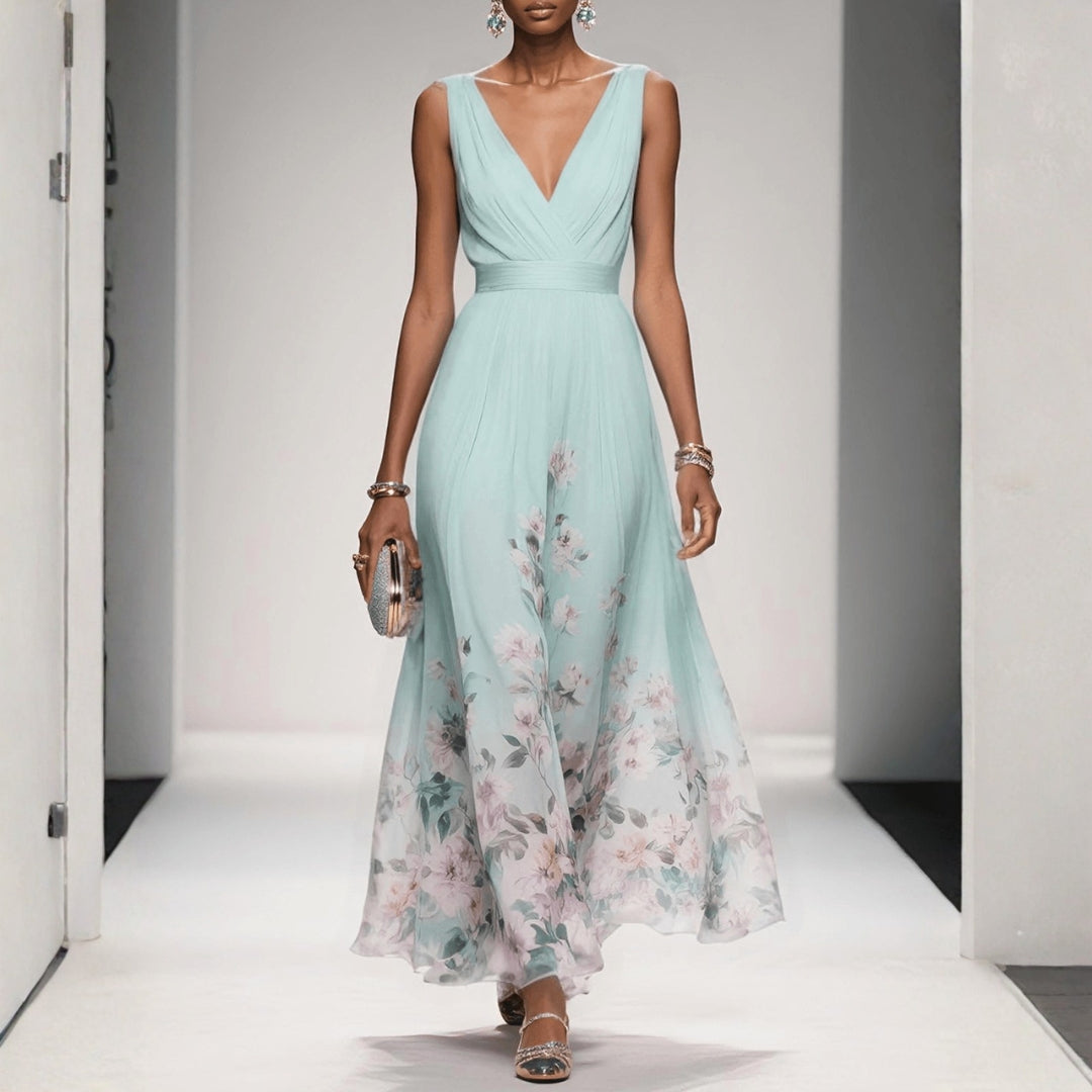 Damen Hochzeitsgästekleid Blumenmuster Kleid