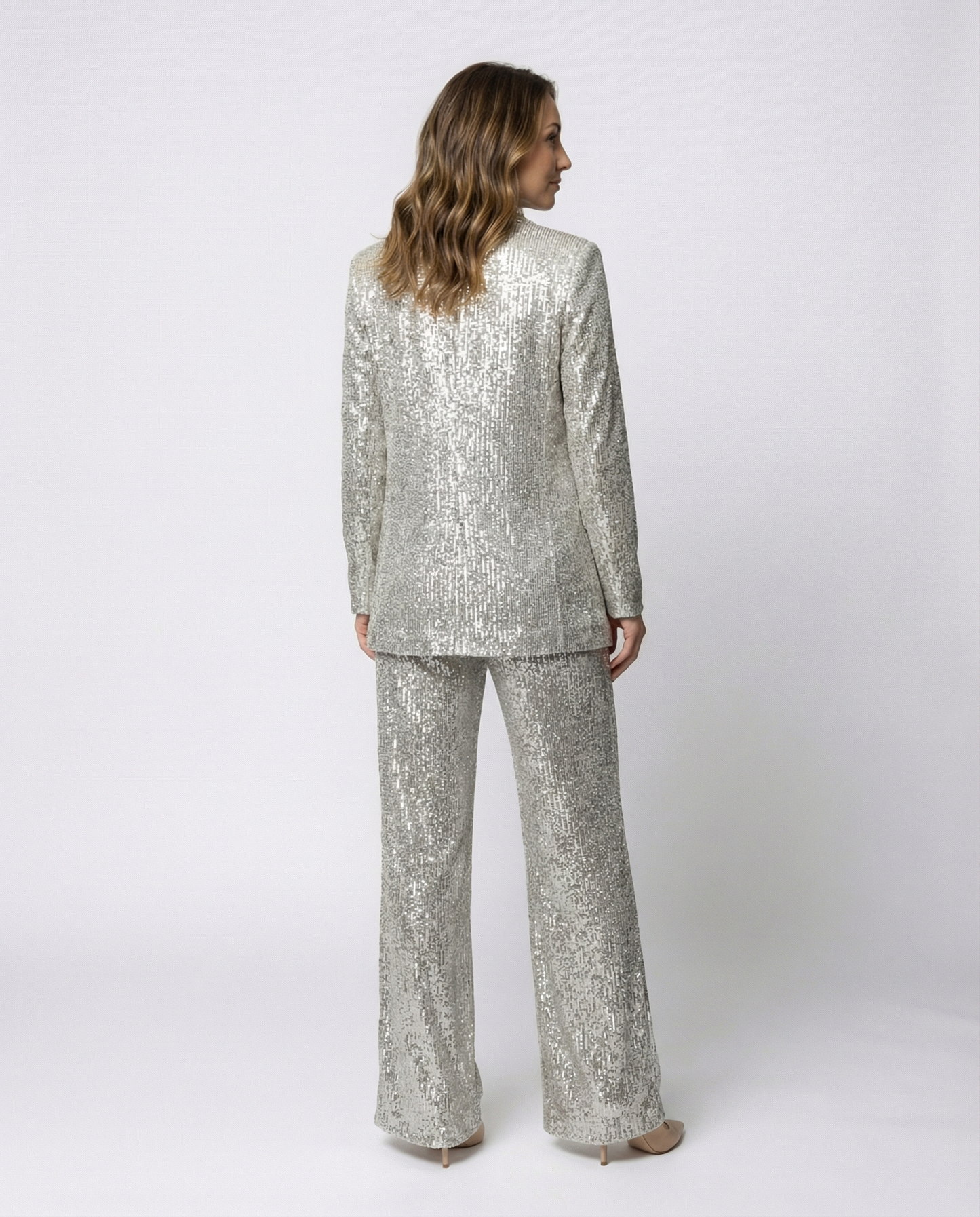 Damen Paillettenanzug High-Waist