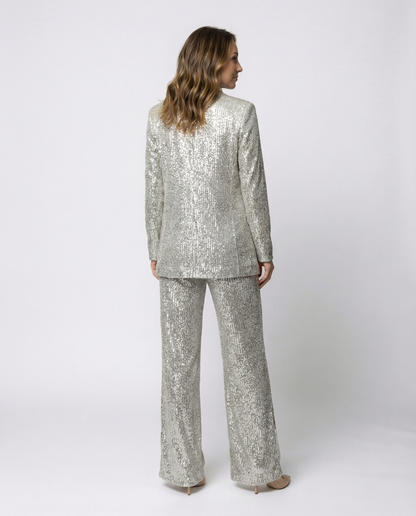 Damen Paillettenanzug High-Waist