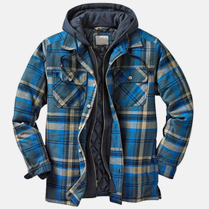 Herren Karierte Steppjacke Warm Knöpfe Erich