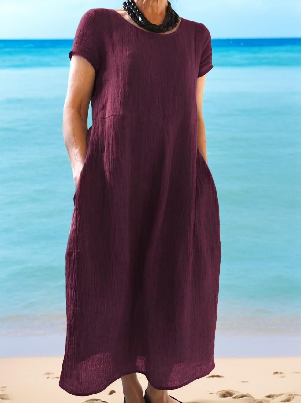 Damen Kurzarmkleid Leicht Komfortabel Sommerkleid