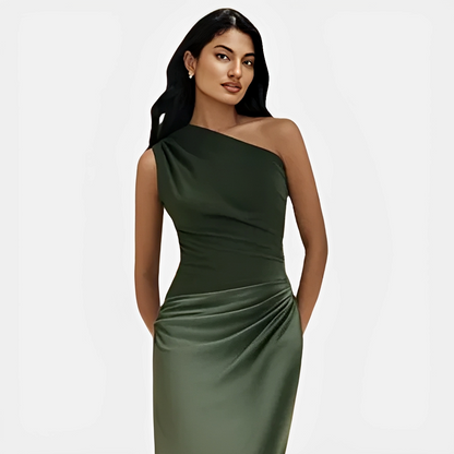 Damenkleid Asymmetrischer Kragen Gerader Rock