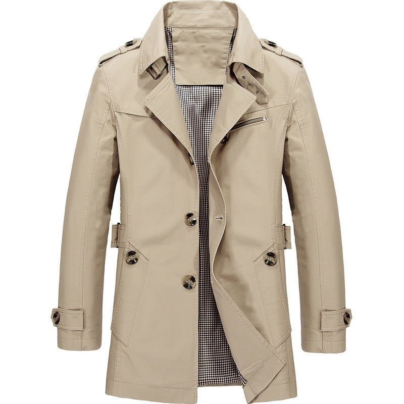 Herren Trenchcoat Klassisch Wollmix Schwarz - Norvielle