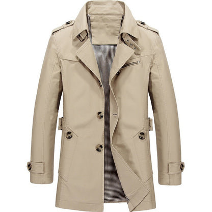 Herren Trenchcoat Klassisch Wollmix Schwarz - Norvielle