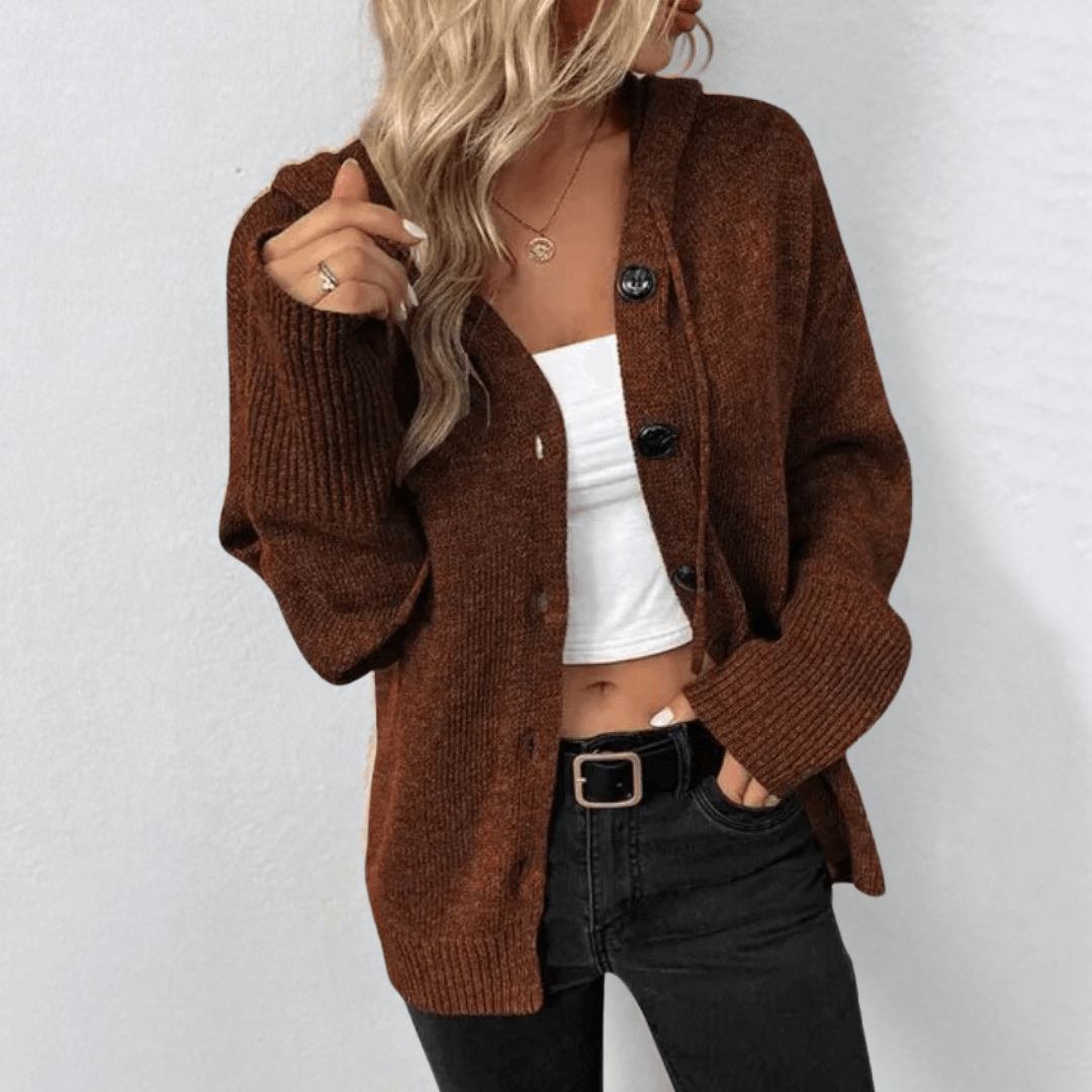 Damen Strickjacke Warm Knopfverschluss