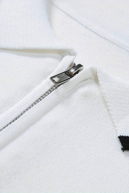 Herren Poloshirt Reißverschluss Kontrastdetails Klassisch
