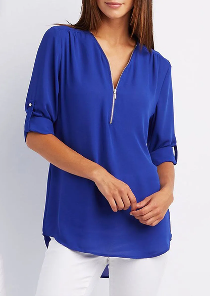 Damen Chiffonbluse Reißverschluss