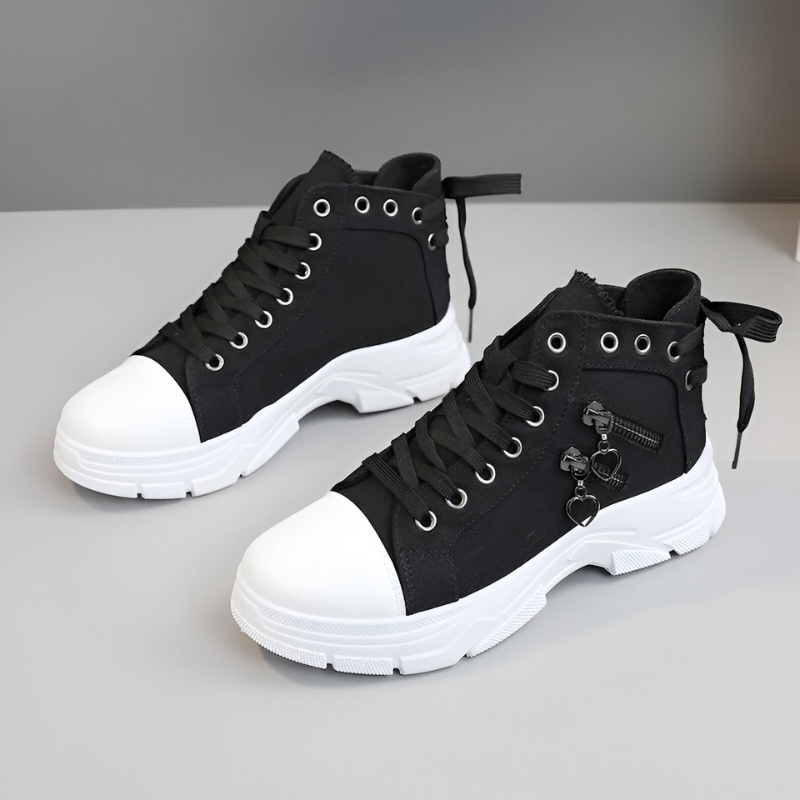 Damen High- Sneaker Jeansblau Reißverschluss