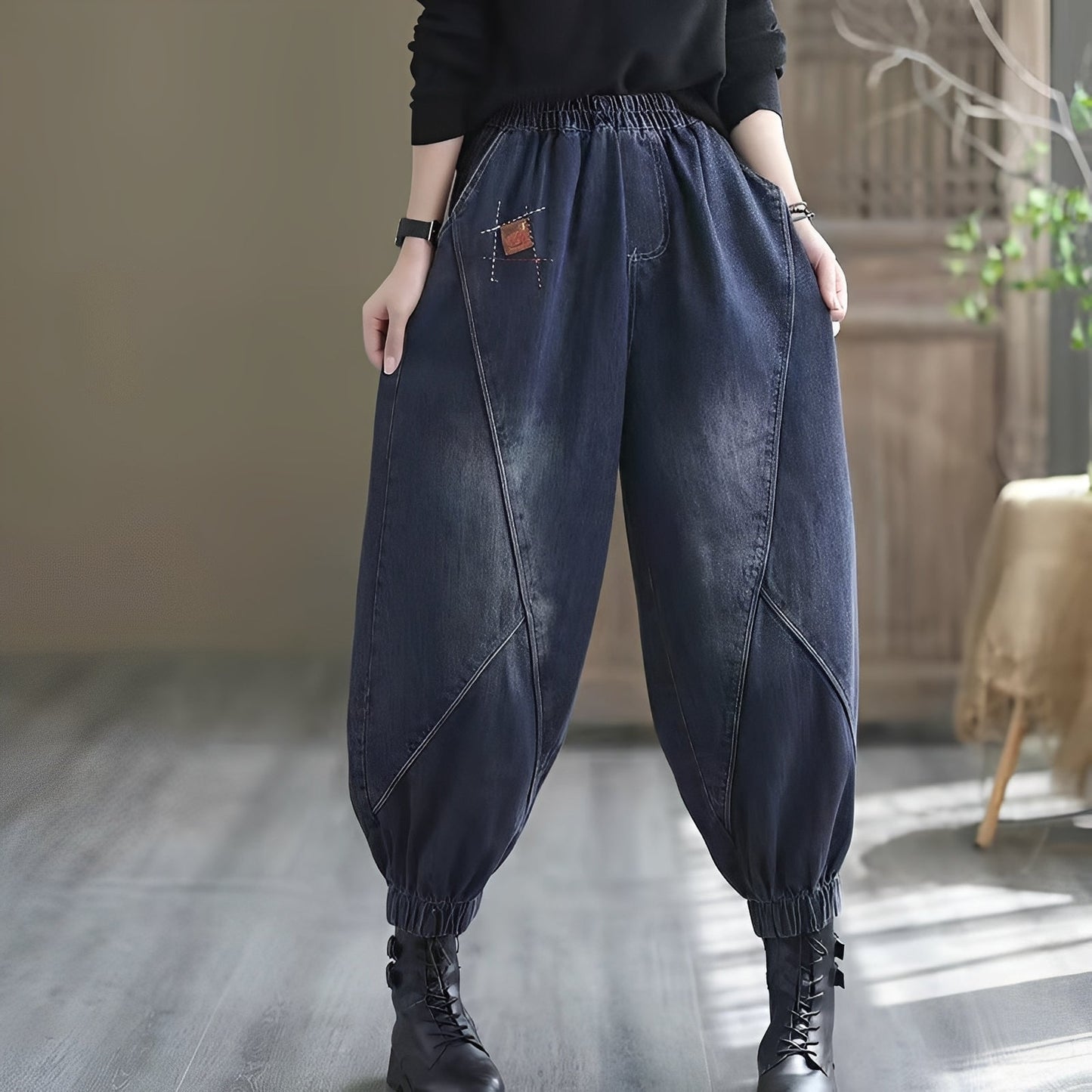 Damen Retro-Jeanshose Lässig