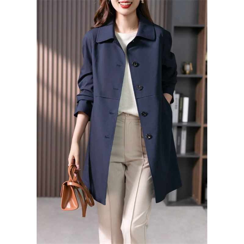 Norvielle Damen Trenchcoat Kurz Wasserabweisend