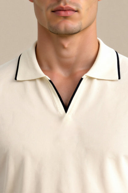 Herren Poloshirt Kontrastdetails Elegant Modern