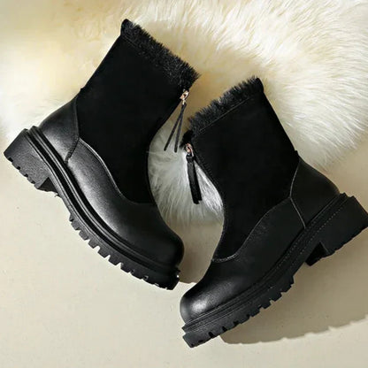 Damen Winterstiefel Schneeschuhe Profilsohle Mit Frontreißverschluss
