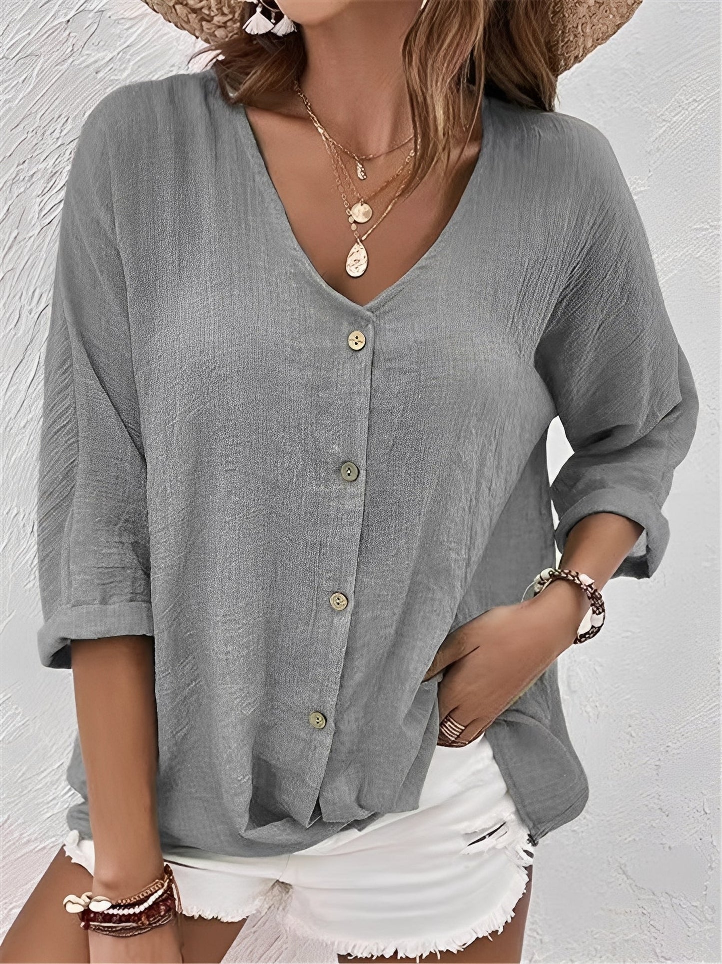 Damen V-Ausschnitt Shirt Bequem