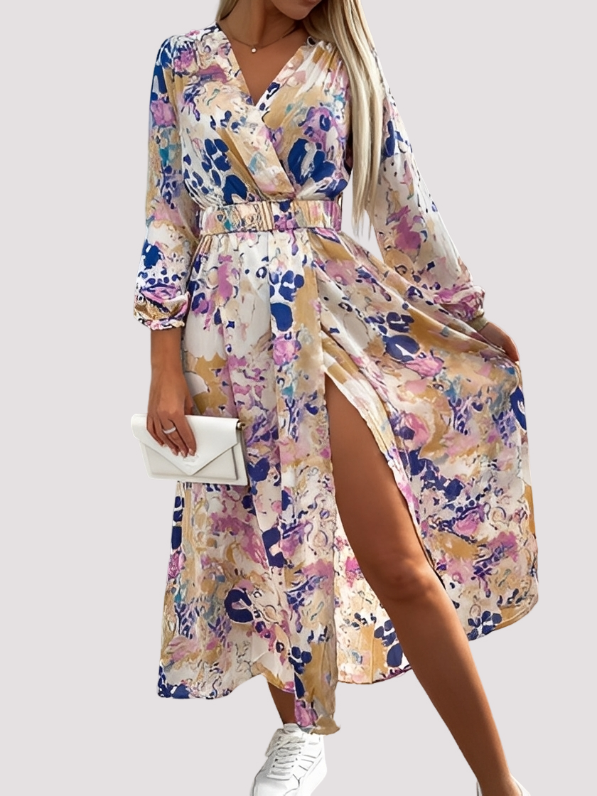 Damen Bohemian-Kleid Hochschlitz Schwarz - Norvielle
