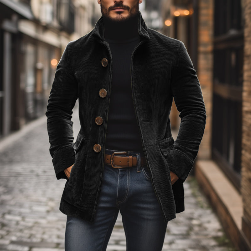 Damen Winterjacke Stehkragen Kurzmantel Einreihig Knöpfe