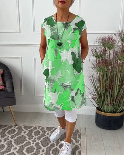 Damen Longtop Blumenprint Farbenfroh Baumwolle