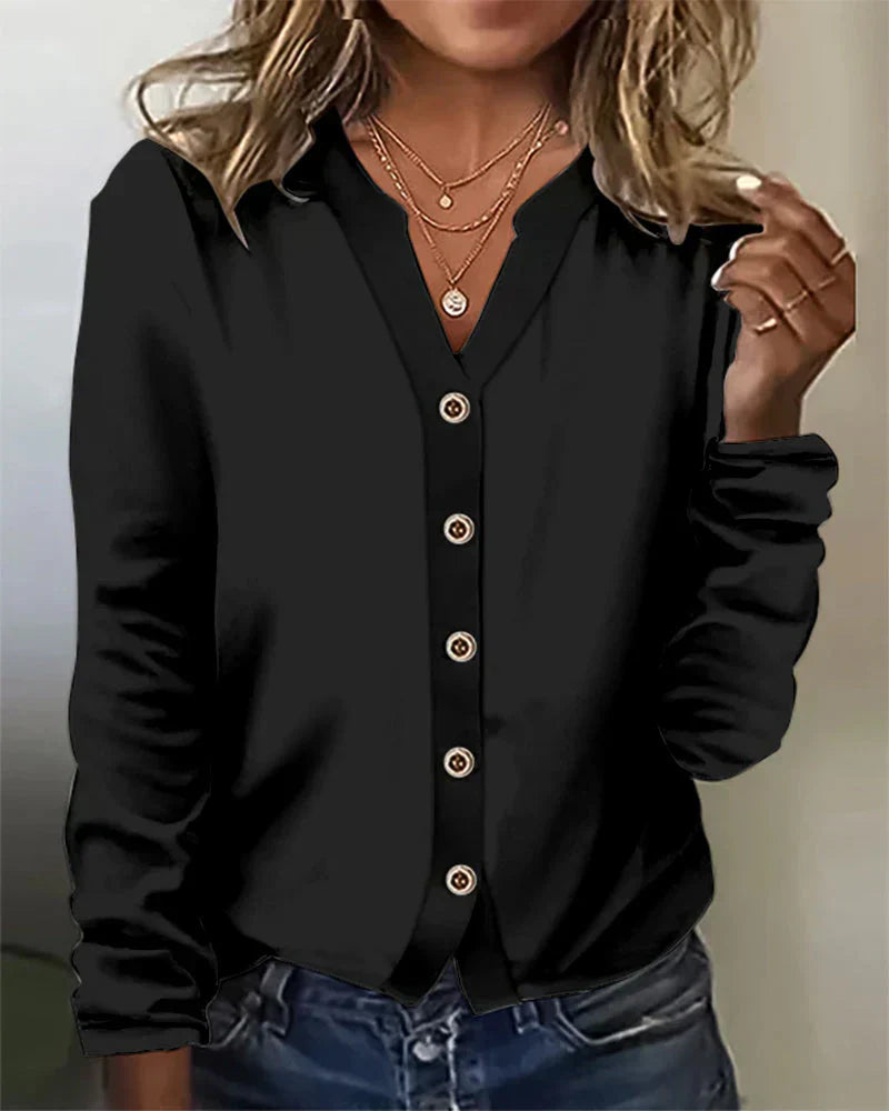 Elegante Damenbluse Aus Baumwolle Mit Knöpfen