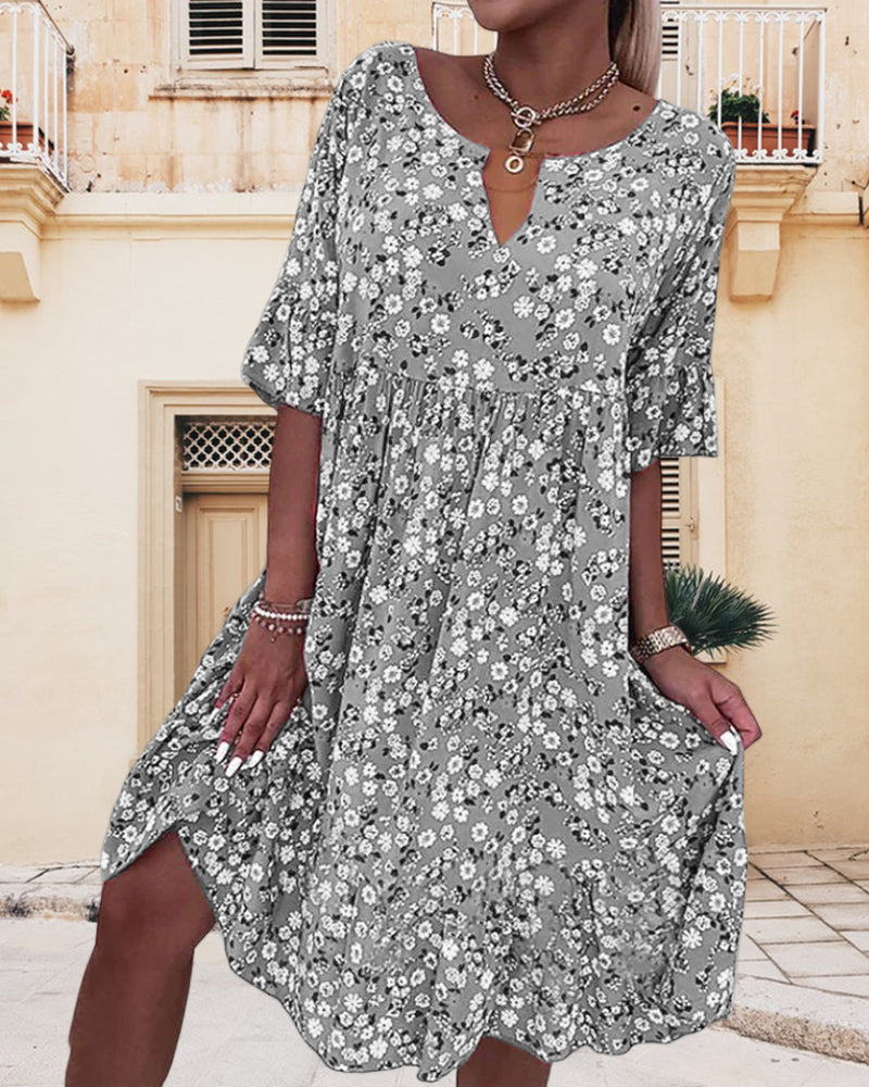 Damen Midi Kleid Sommer Floral Leicht - Norvielle
