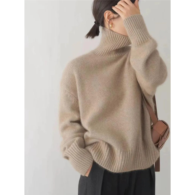 Damen Loose Fit Rollkragenpullover