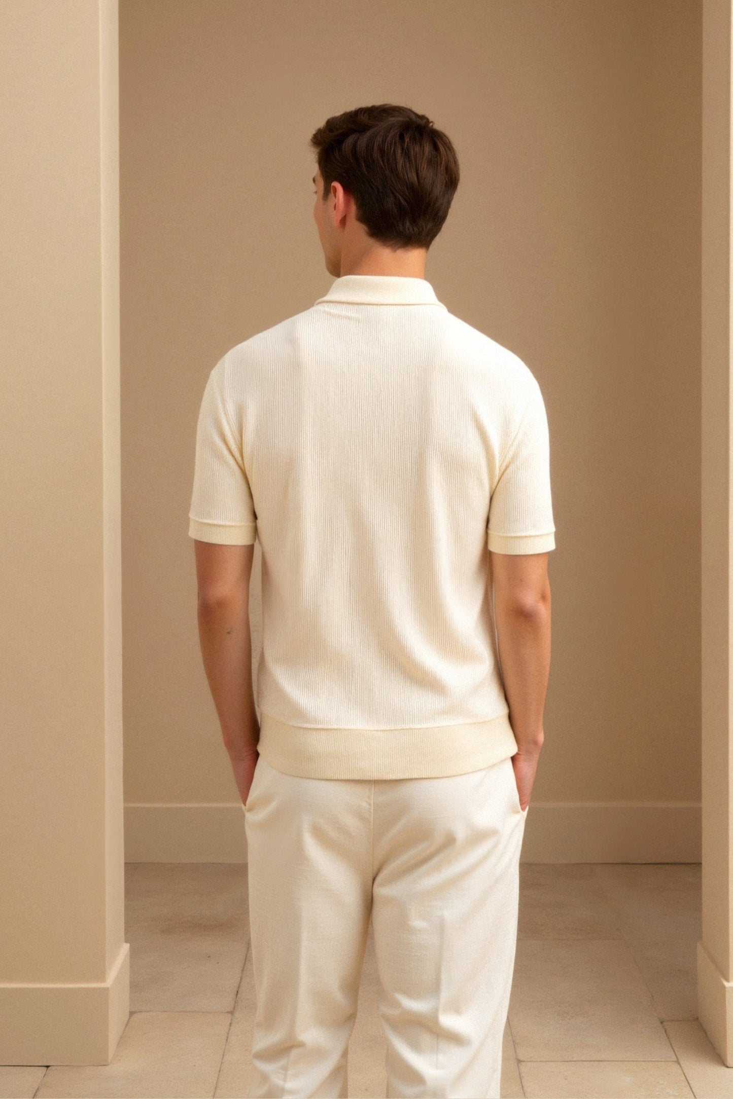 Herren Poloshirt Beige Elegant Zeitlos