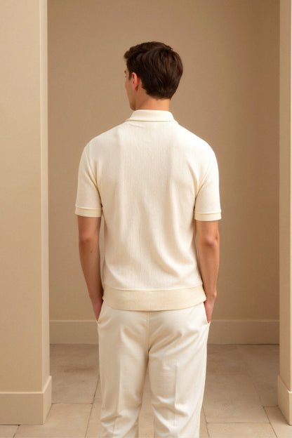 Herren Poloshirt Beige Elegant Zeitlos