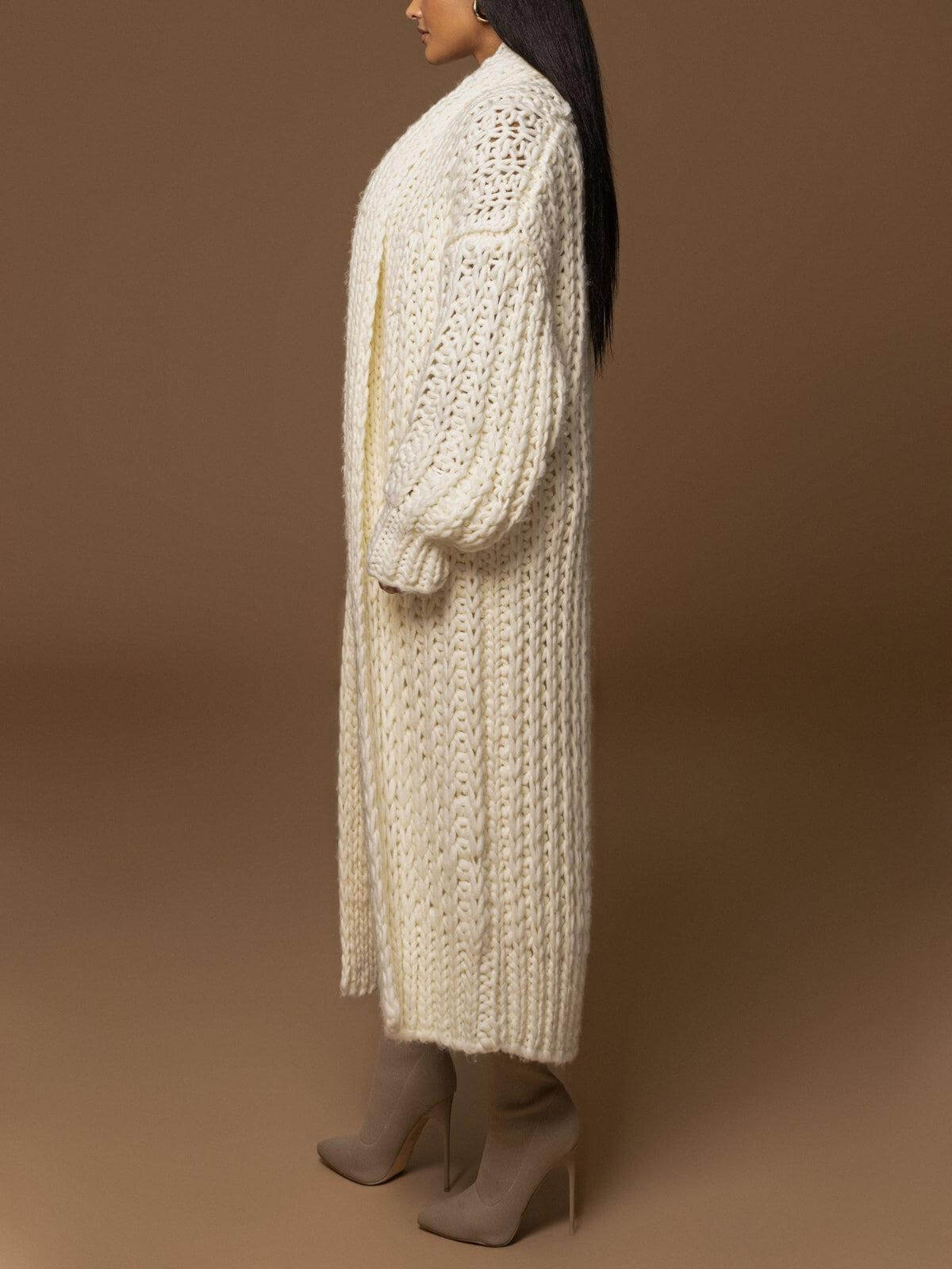 Damen Cardigan Shawl Kragen Elfenbein