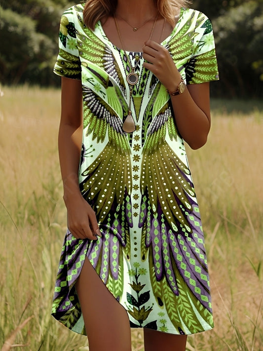 Damenkleid Elegantes Blumenprint - Norvielle