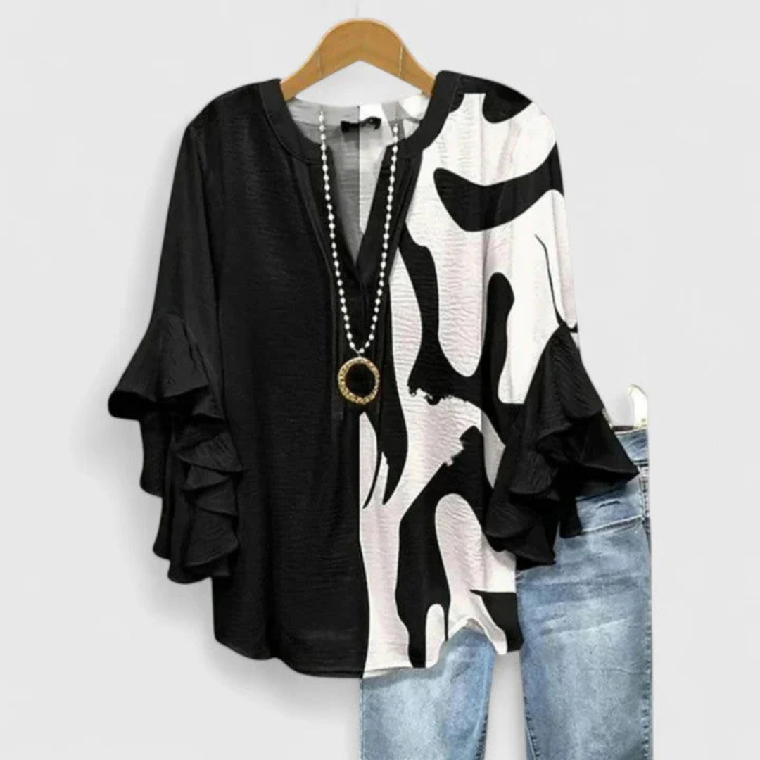 Damen Blumen Rüschenärmel Casual Leicht