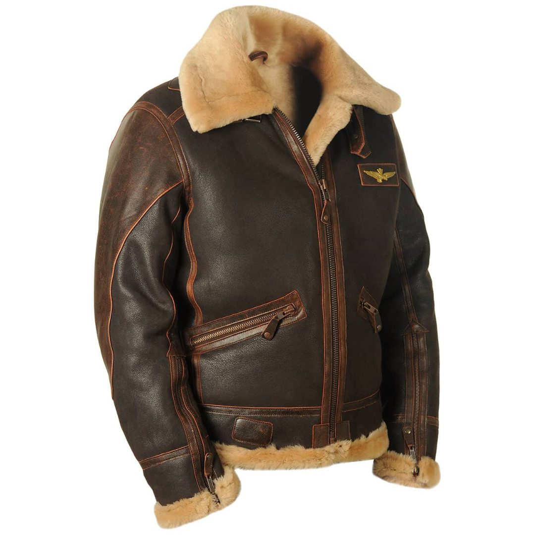 Maverick Herren Pilotenjacke Warm Leder