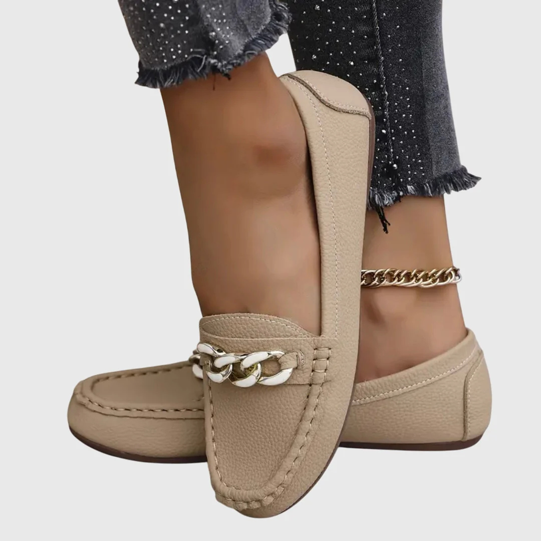Damen Slip-On Loafer Kettendetail Schuhe