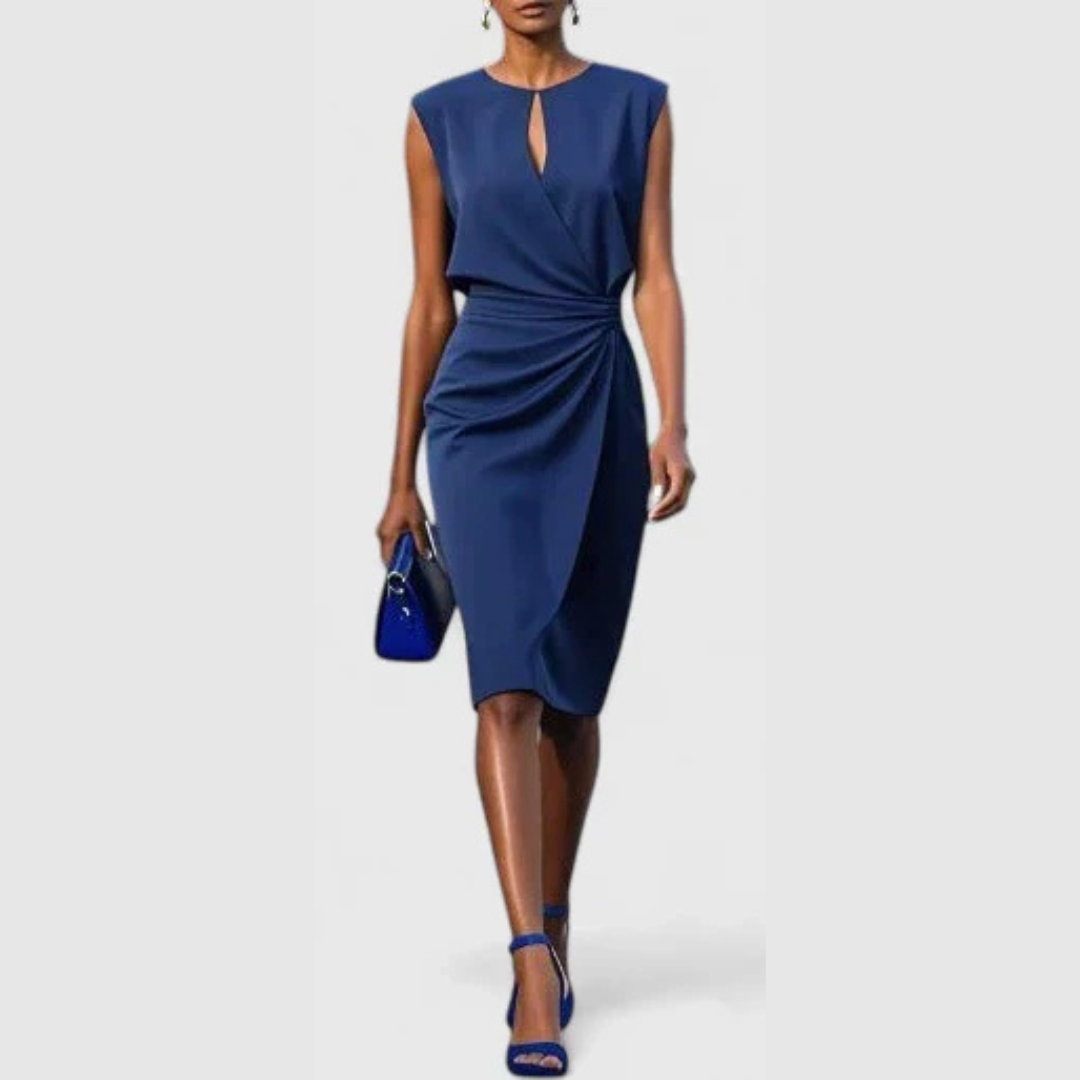 Damen Ärmelloses Gerafftes Midi-Kleid