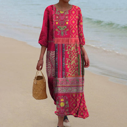 Damen Maxi-Kleid Ethno-Boho-Muster - Norvielle