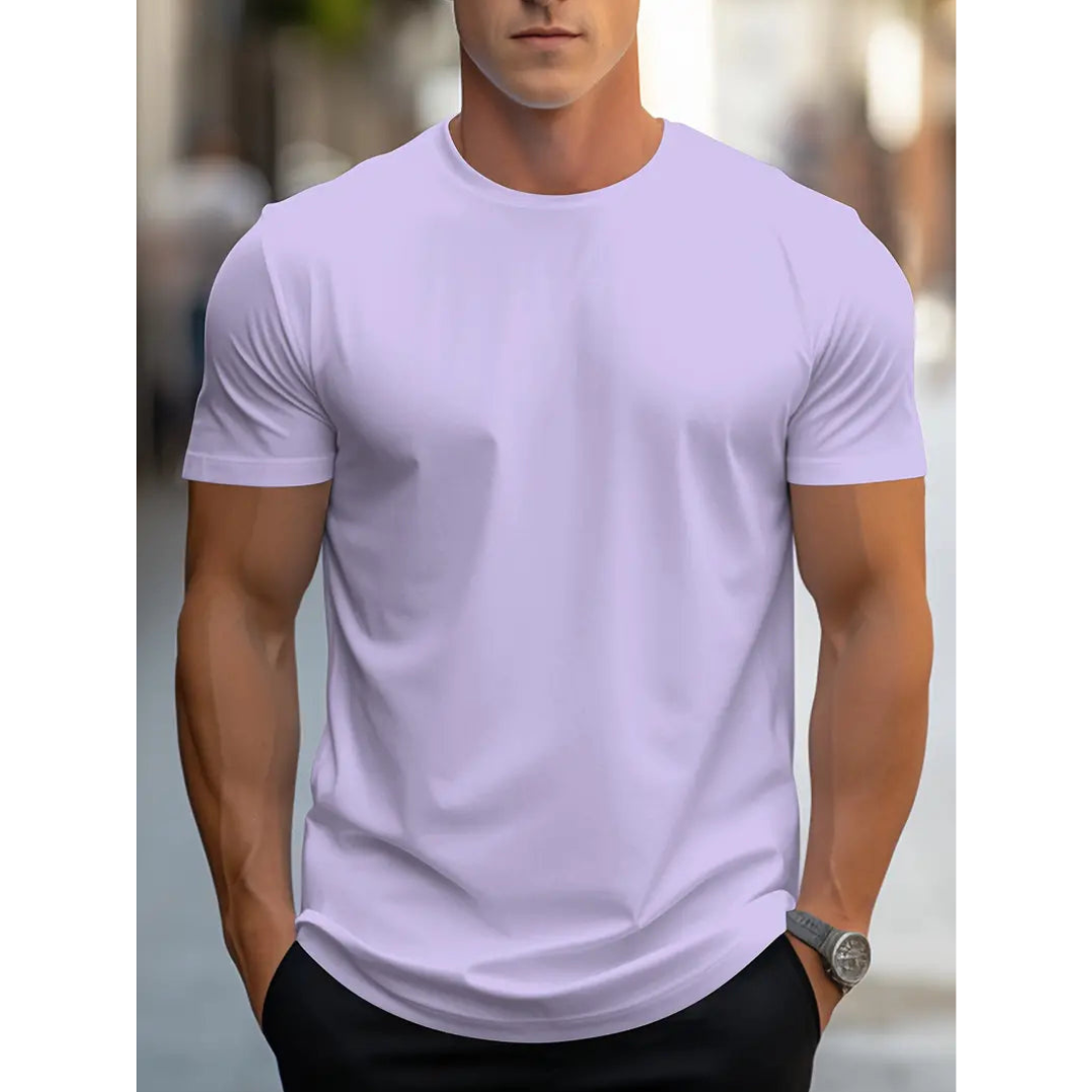 Herren T-Shirt Kurzarm Klassisch Weiß
