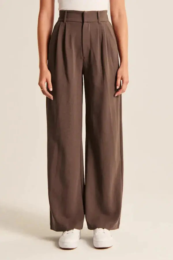 Elegante Damen High-Waist-Hose Wide-Leg Zeitloser Schnitt