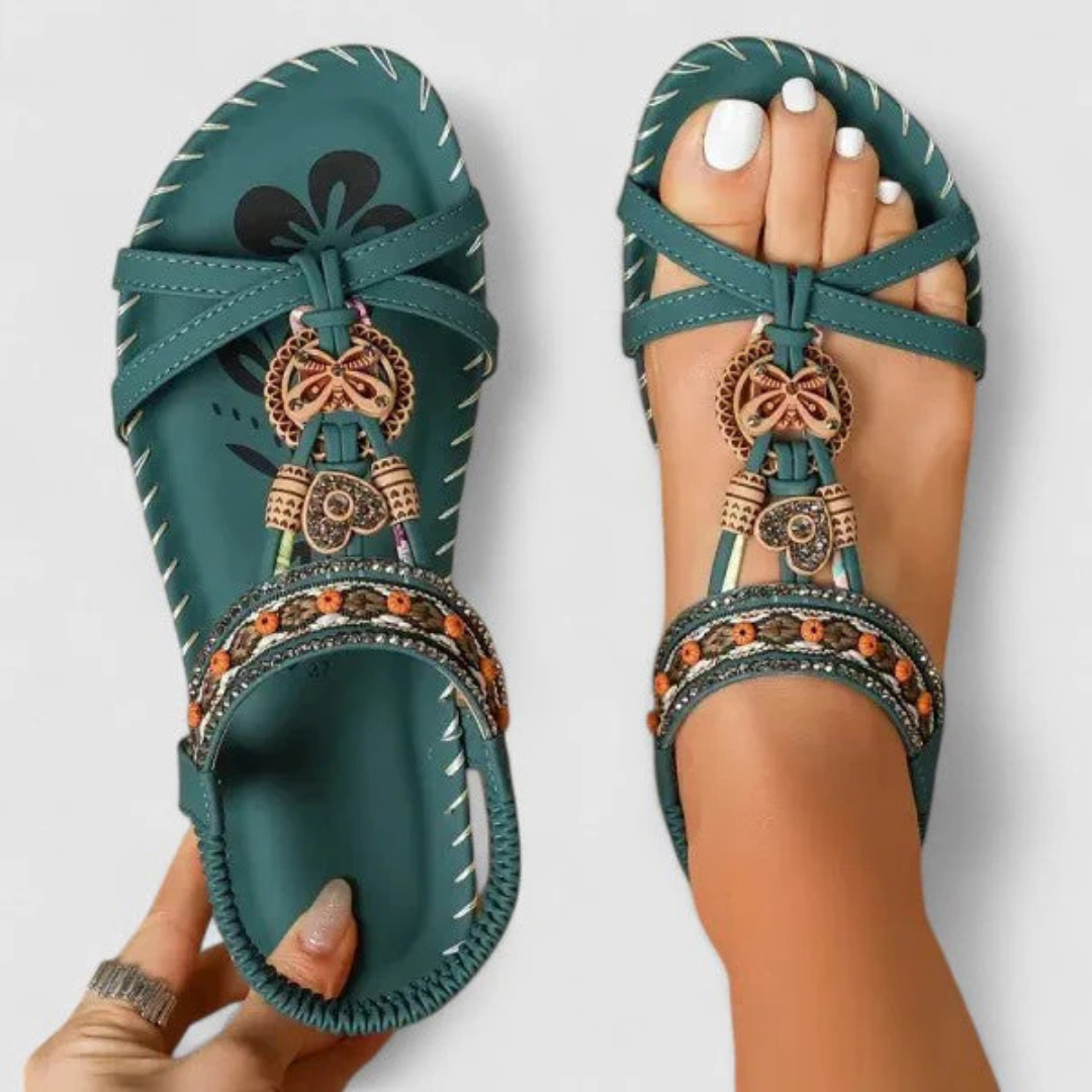 Damen Riemchen Sandalen Flach Offene Zehen