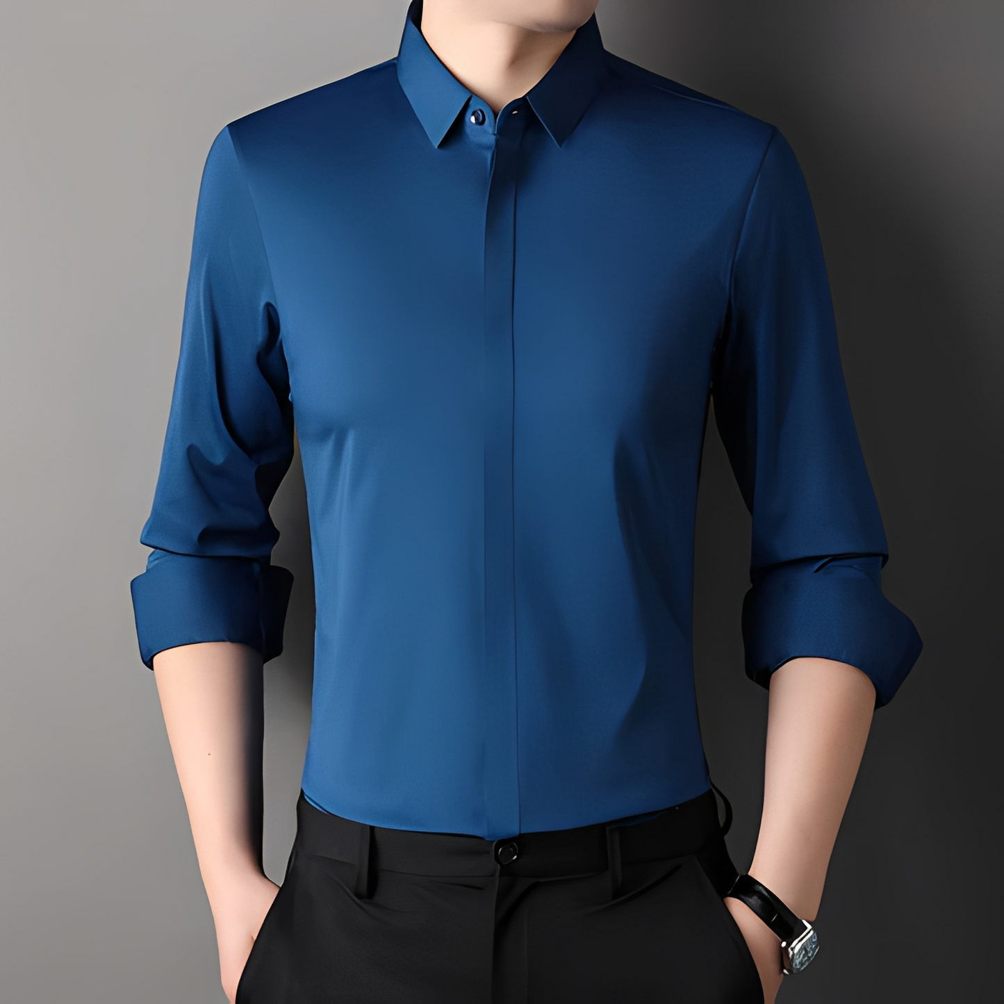 Herren Hemd Bügelfrei Slim Fit Weiß
