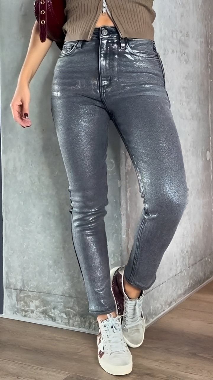 Damen Skinny Jeans Glänzend