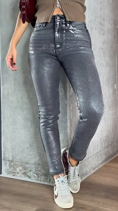 Damen Skinny Jeans Glänzend