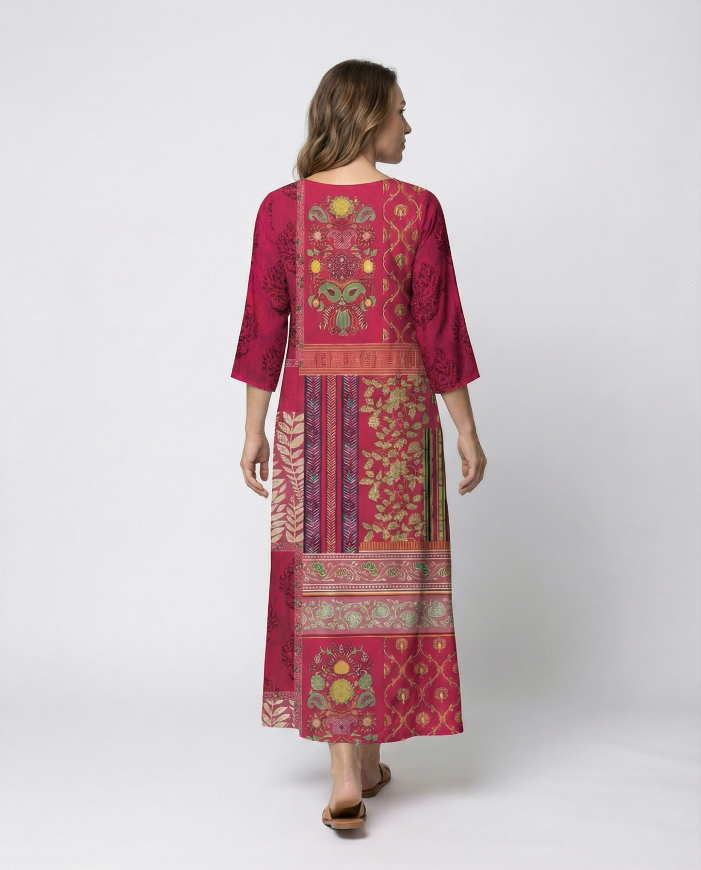 Damen Kaftan-Kleid Boho-Stil Fließend Beinschlitz Norvielle