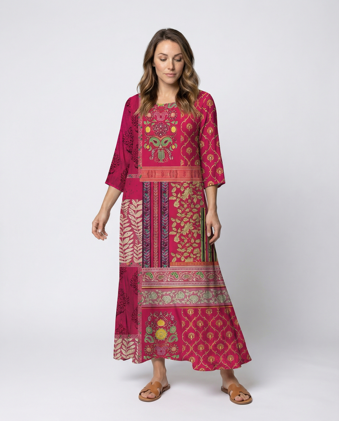 Damen Kaftan-Kleid Boho-Stil Fließend Beinschlitz Norvielle