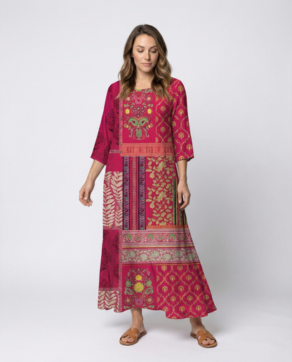 Damen Kaftan-Kleid Boho-Stil Fließend Beinschlitz Norvielle