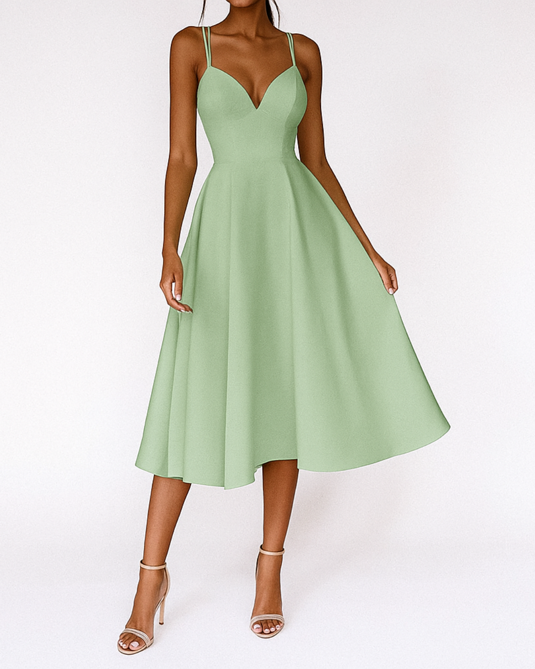 Damen Träger Midi Kleid für Hochzeitsgäste