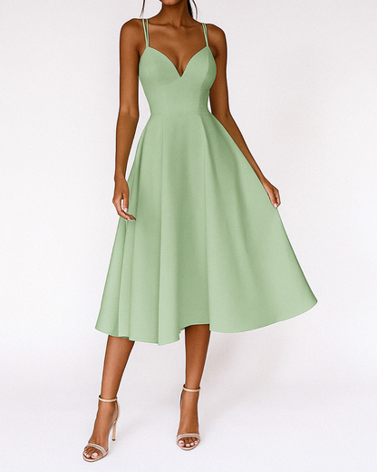 Damen Träger Midi Kleid für Hochzeitsgäste