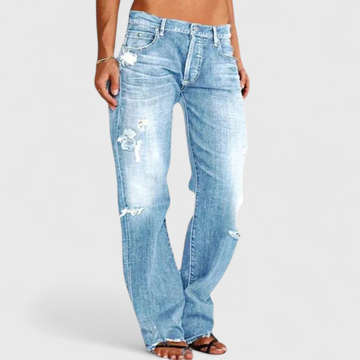 Damen Vintage-Jeans Lockerer Passform Hellblau