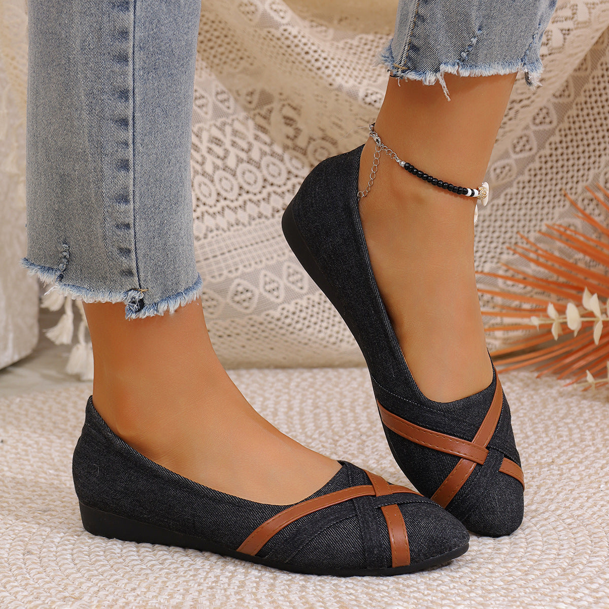 Damen Schuhe Kreuzriemen Modisch