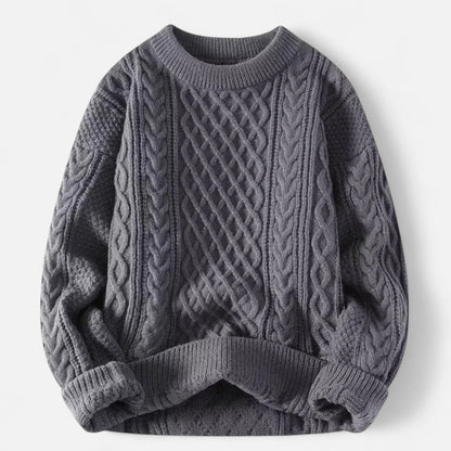 Herren Knit-Pullover Strukturiertes Zopfmuster Klassisch Beige