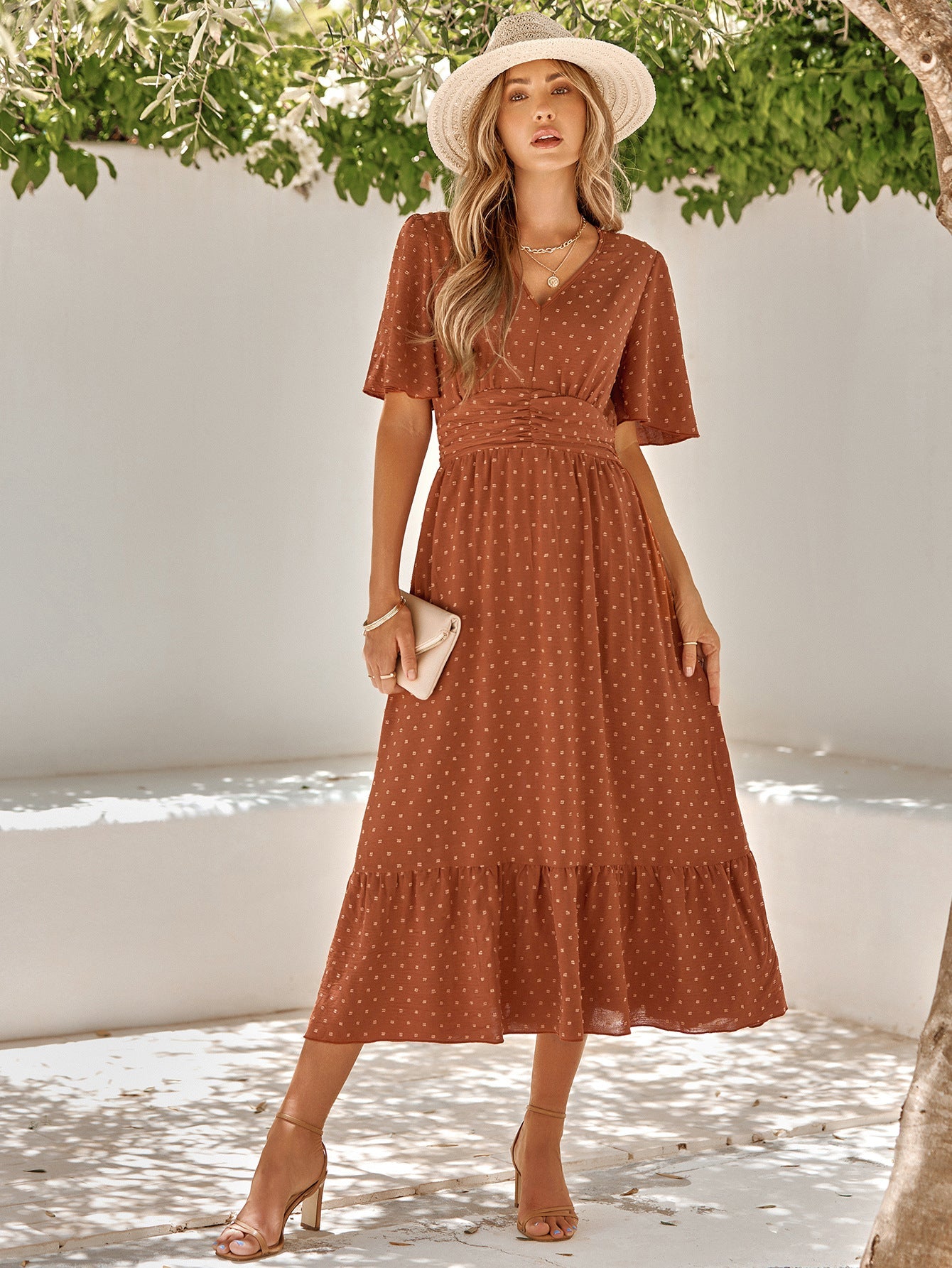 Damen Wickelkleid mit Gürtel Stilvoll